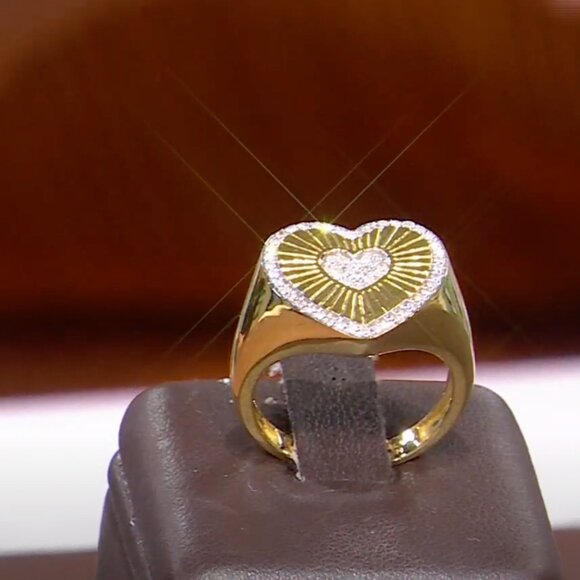 Rarities Carol Brodie Gold Plated 1/4ctw Diamond Heart RING 8 nwt - Picture 1 of 10